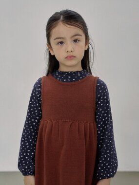 Jane Ruffle Ribbed Top - Navy Floral - Sizes 2-7Y